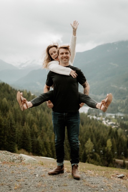Whistler village during a mountain wedding day